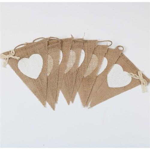 8Pcs/Set Love Heart Linen Pennant Banners Bridal Shower Wedding Decoration Birthday Party Signing Table Decors Handmade Supplies