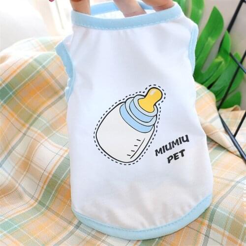 White Baby Bottle Dog Clothes Pet Thin Summer Vest Bichon Cartoon Pullover Breathable Puppy Home Clothes Fashion Pet Clothes