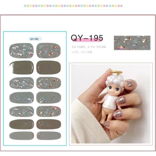 ENDRRFLLA Glitter Decorative Floral Nail Stickers Gray Water Transfer Polish Items Nail Art Decals 2020 New Design Nail Art 1pc