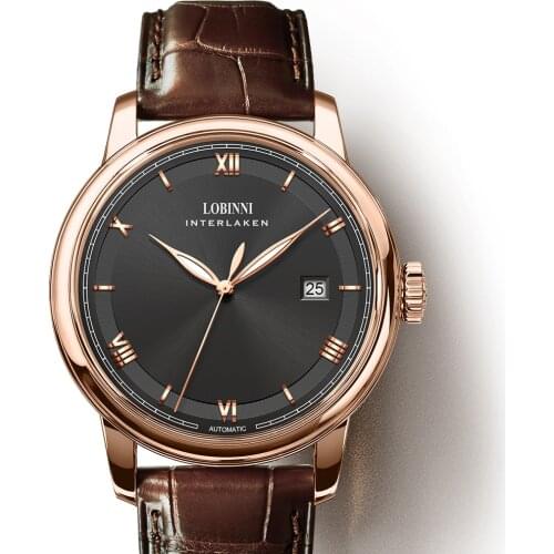 LOBINNI Men Watch Automatic Mechanical MOVT Business Mens Wirstwatches Sapphire Leather relogio masculino 2019