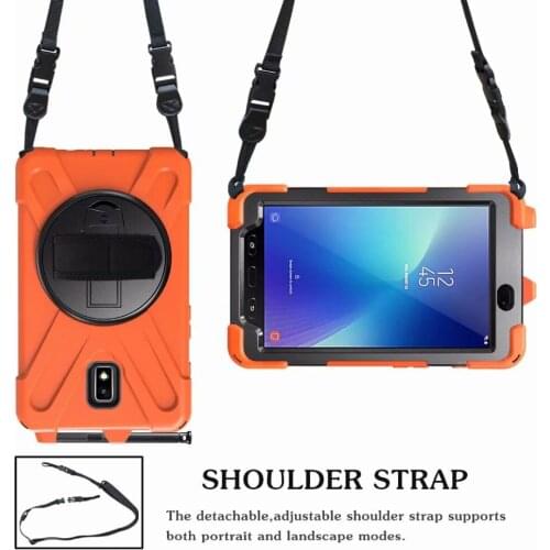 Case for Samsung Galaxy Tab Active 2 8.0 T390 T395 SM-T395 360 Degree tablet Silicone Hard Cover+Neck Strap & Hand Strap +pen