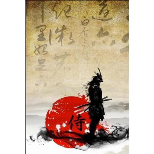 Samurai Ink Calligraphy Red Sun Art Film Print Silk Poster Home Wall Decor 24x36inch