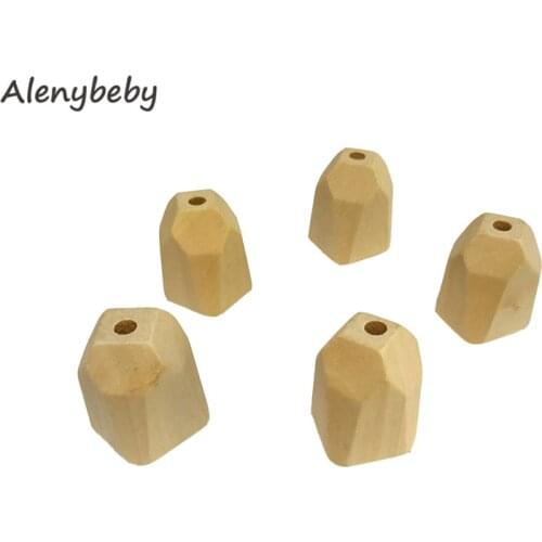 Wood 30*20mm Polygonal beads Wooden Hexagon Beads Teether for Baby Teething Pacifier DIY Making Bracelet Necklace Teether