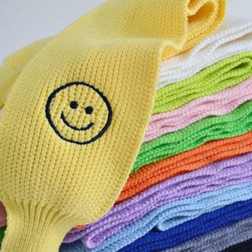 Kids Scarf Autumn Winter Warm Baby Boys Girls Scarf Cute Smile Face Soft Woolen Knitted Scarf Collar Children Stretch Neck Ring