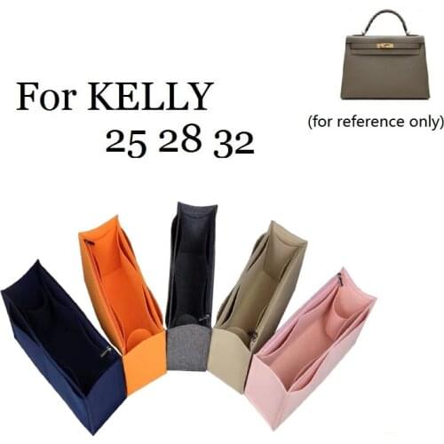 For Kelly25/28/32 handbag Makeup bag Organize zipper bag insert base shaper felt Toiletry Storage Bags travel cosmetic bag girl