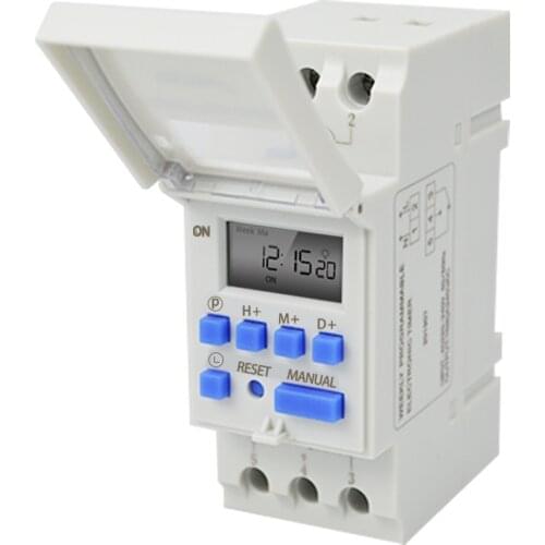 Electronic Weekly 7 Days Programmable Digital Industrial Time Switch Relay Timer Control AC 220V 16A Din Rail Mount