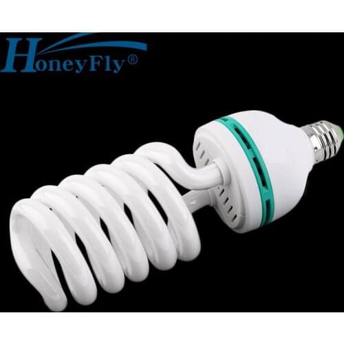 HoneyFly Energy Saving Photography Lamp AC220-240V 200W 5500k Half Spiral Fluorescent Light Bulb Three Primary Colors