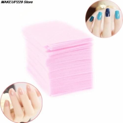 HONGYI 100 Pcs Pink Nail Polish Remover Cleaner Manicure Wipes Lint Free Cotton Pads Paper Nail Art Tips