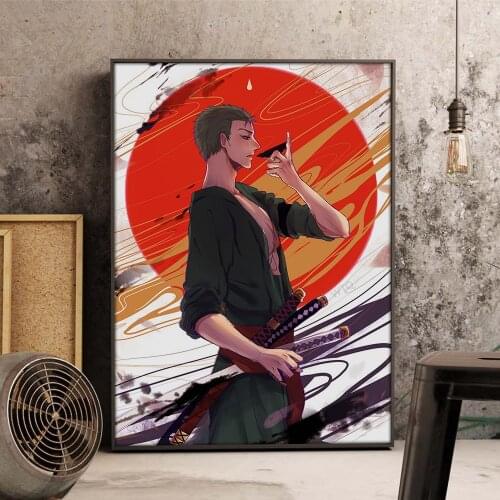 WTQ Canvas Painting Anime Posters One Piece Zoro Wano Country Wall Decor Retro Poster Wall Art Picture Room Decor Home Decor