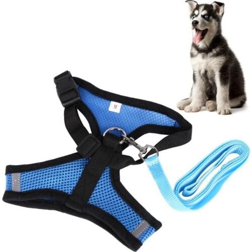 New Breathable Mesh Harness and Leash Set Puppy Cats Vest Harness With Durable Nylon Traction Rope Pet Walking Supplies