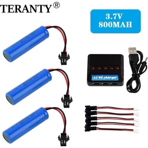 For JJRC C2 D828 RC Car Parts 14500 SM-2P 3.7v 800mah Lipo Battery +charger For RC Stunt Dump Car Battery Toys Accessories