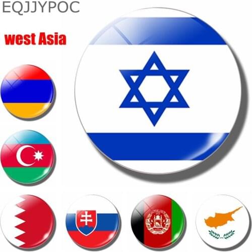 Israel National Flag 30 MM Fridge Magnet Souvenir Western Asian Countries Glass Dome Magnetic Refrigerator Stickers Home Decor