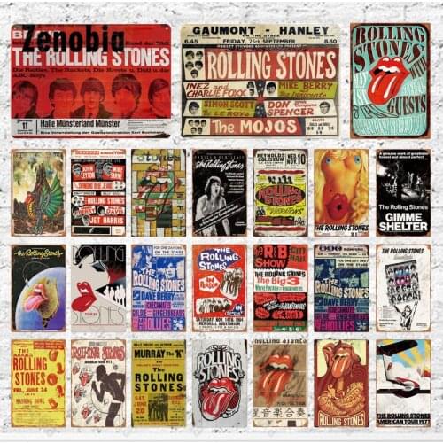 Metal Tin Sign Retro Music Rock Band Vintage Man Cave Bar Decorative Plates Retro Rock Music Wall Art Stickers for Room Decor
