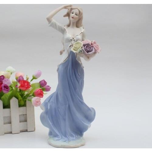Fashion European Western Beauty Creative Character Decoration Ceramic Crafts Statue New Porcelain Modern Home Living Room Crafts