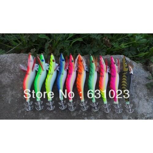 MR OCTOPUS 10 pcs squid jig,squid hook,fishing lure ,glow in dark,3.5# ---13.5cm ,21g,five colour mixed,61--70