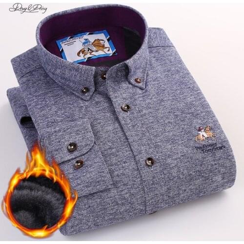 2021 New Men Shirt Ultra Thick Super Warm Winter Long Sleeve Branded Casual Business Oxford 100% Cotton High Quality DA438