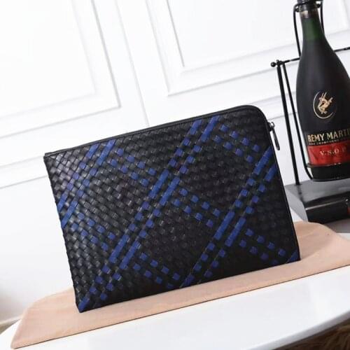 2021 Brand New Mens Clutch Bag 100% Cowhide Woven Large-capacity Business A4 Envelope Bag Fashion Color Matching Luxury Purse