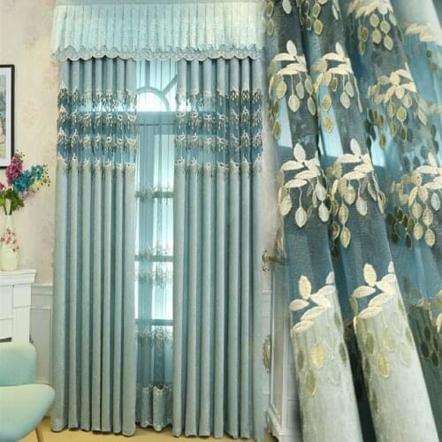 New Chenille Embroidery European Luxury Villa Relief Curtains For Living Dining Room Bedroom Valance