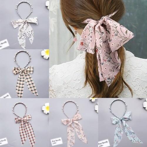 New sweet bow streamer headband pearl fabric headband hair band Korean version with diamond Hoop hair hair accessories