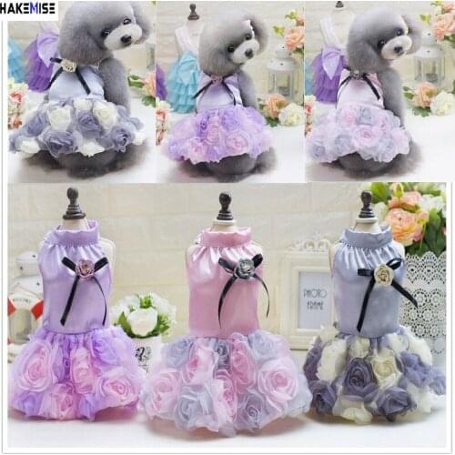 Dog Clothes Fashion satin Princess Wedding Dresses for Pet dog Pet Skirt Puppy Cat Dress Pet Apparel XS-XL with sequins & flower