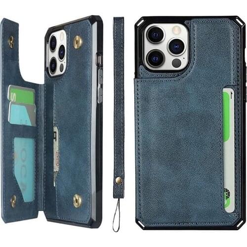 For iPhone 12 Series Phones Flip Wallet Card Slot Phone Case Protective Shell Cover With Stand Function