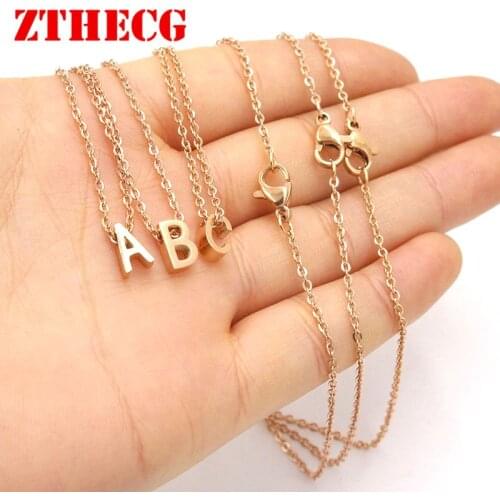 1.8mm Hole Initial Name Necklace for Women 2021 New Trend Gold Rosegold Stainless Steel A-Z Letter Necklace DIY Choker Jewelry