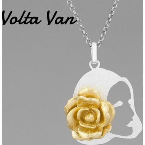 Volta Van 925 Sterling Silver Pendant Necklaces Women Elegant 2021 New Fine Jewelry Rose Flower Concise Trendy Silver Necklace