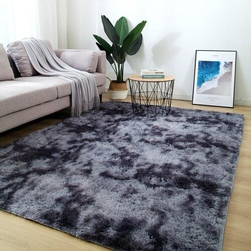 Bedroom plush rug living room coffee table rectangular thick carpet Nordic thickened tie-dyed silk wool carpet decoration rug