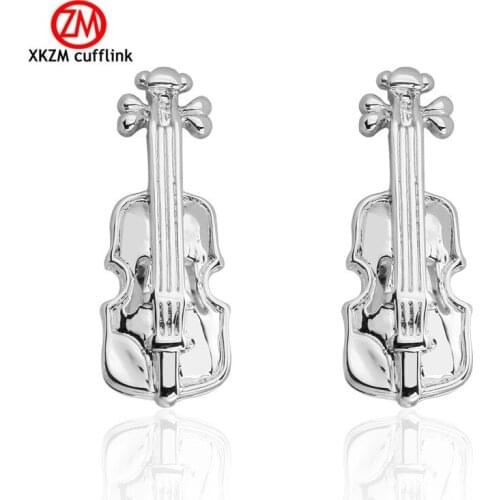 Luxury Men Silvery Violin metal Cufflinks High Quality Lawyer Groom Wedding Cufflinks For Mens Shirt Cuff Links French Jewelry