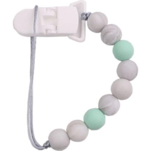 Handmade Silicone Round Beads Pacifier Clip Dummy Chain Baby Teething Pendant Leash Holder