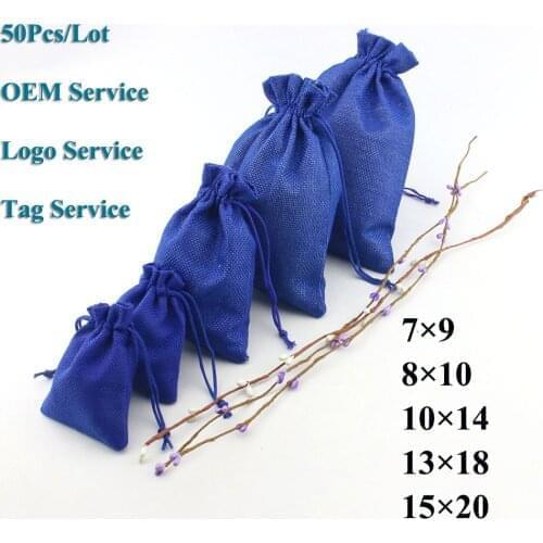 50Pcs/Lot Earring Bracelet Jewlery Pouch Jute Bag Natural Burlap Gift Pouch For Wedding Anniversary Candy Poucch Can Print Logo