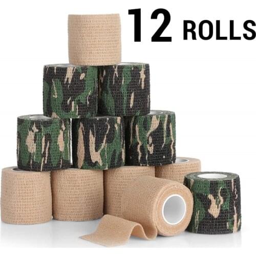 12 Rolls Self-Adherent Wrap Sports Elastoplast Tapes Self-Adhesive Strong Elastic Medical Tape Breathable Athletic Bandage