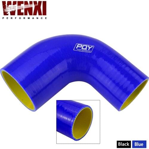 2"-2.5" 51mm-63mm 90 Degree Elbow Reducer Silicone Hose Pipe Turbo Intake Blue or Black with inner yellow WX-SH902025-QY