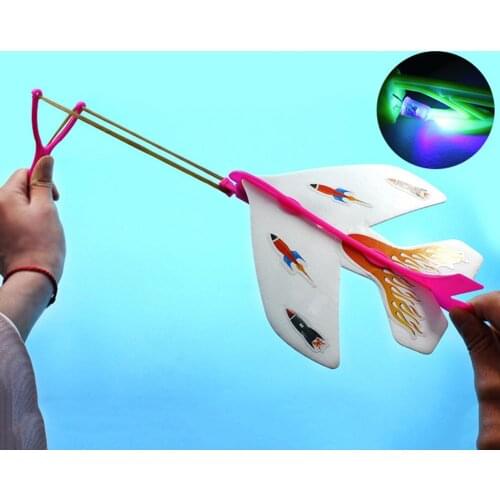 LED Light Airplane DIY Sling Glider Plane Luminous Plane Flash Elastic Gyroplane Childrens Educational Toys
