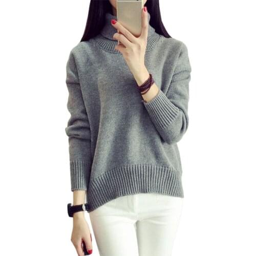 Turtleneck Sweater Women Hedging Loose Korean Student Jumper Winter Coat Bottoming Shirt long-sleeved Pullover Vestidos LXJ173