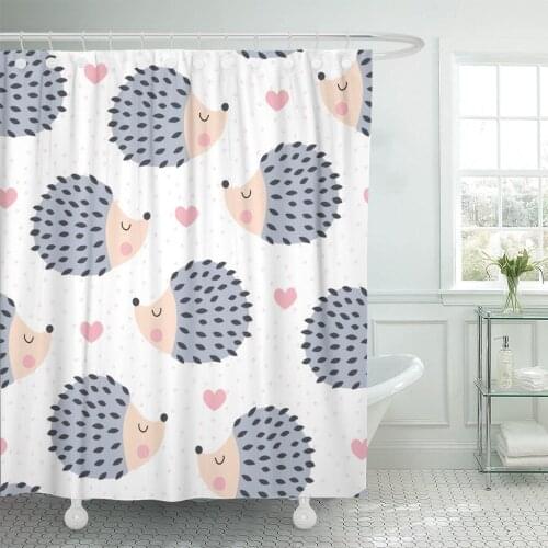 Colorful Adorable Cute Hedgehog Animal Pattern Autumn Baby Waterproof Polyester Fabric Shower Curtain 72 x 72 inches Set
