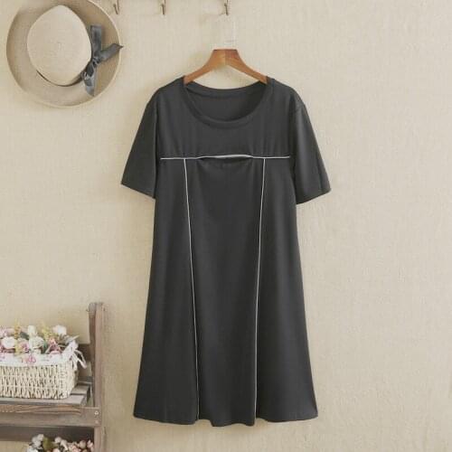 Plus Size Dresses For Women Thin Fabric O-Neck Short Sleeves The Design Of Hollow-Out Chest With Hole In The Front Summer Dress