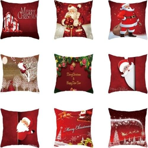 10pcs Xmas Style Cotton Linen Pillowcase Cover Merry Christmas Santa Claus Home Rome Decorative Pillows Nordic Happy New Year Gi