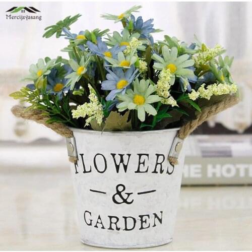 10PCS/LOT Flowers Vases Table Metal Vase Plant Dried Floral Holder Fleshy Pot Wrought Iron Bucket for Home/Wedding Decor G060