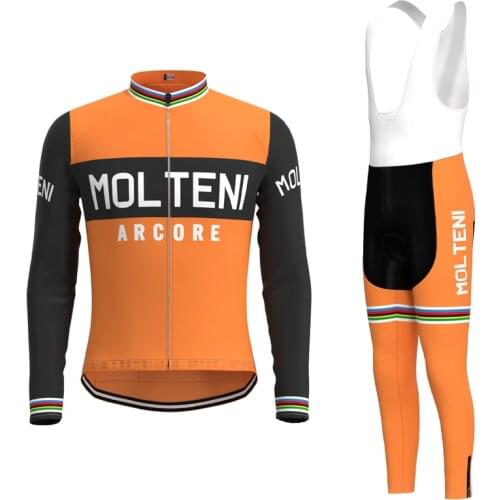 1987 Competition MOLTENI Team Retro Man Cycling Long sleeve Jersey set Triathlon Biker Jersey Outfit maillot ciclismo hombre