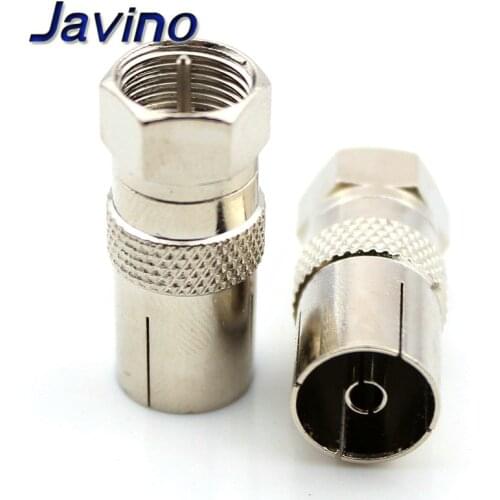 2Pcs F Type Male Plug Connector Socket to RF Coax TV Aerial Female RF Adapters