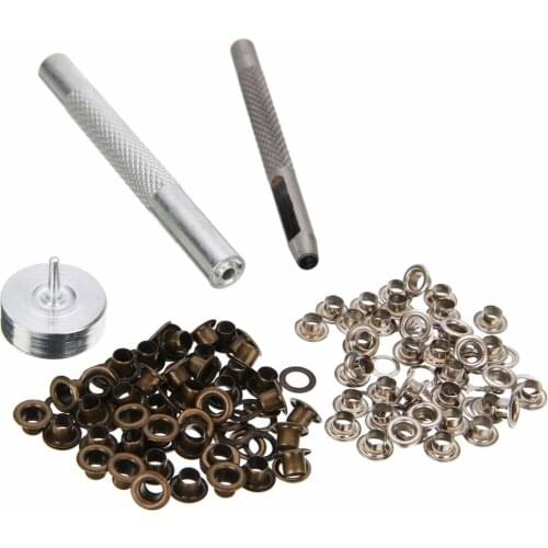 100pcs/set 4mm Metal Eyelets Eyelet Punch Die Tool Set for Leather Craft Clothing Grommet Manual DIY Accessories