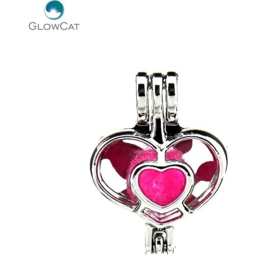 K607-1 5pcs/lot Silver 24mm Multi - LOVE Heart Alloy Beads Cage Pendant Locket Fairytale Party Essential Oil Diffuser