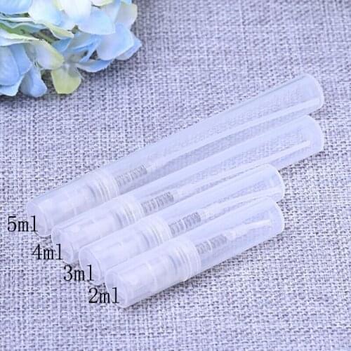 50pcs 2ml 3ml 4ml 5ml Mini Plastic Spray Perfume Bottle Refillable Oil Bottles Atomizer Mini Protable Cosmetics Container