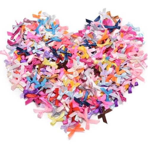 500pcs/lot Cute Handmade DIY Small Polyester Satin Ribbon Bow Tie Wedding Scrapbooking Embellishment Crafts Accessory Decoration