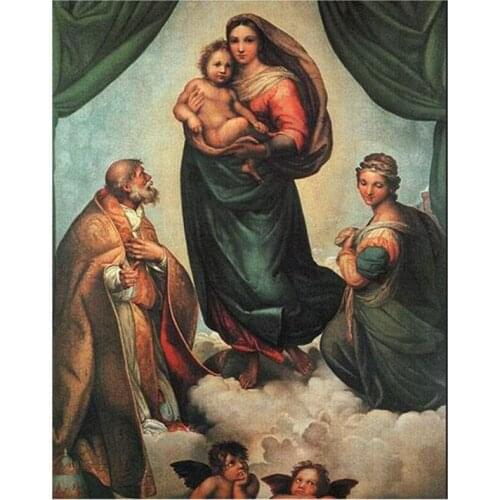 5D DIY Full Round Diamond Painting Raffaello Santi Famous Paintings Cross Stitch 3D Embroidery Mosaic Home Decor Art Y493