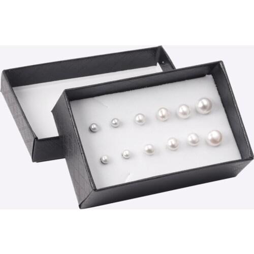 6 Pairs/Box White Imitation Pearls Earrings Set Stainless Steel Fashion Womens Ear Studs Gift Jewelry Accessories Wholesale