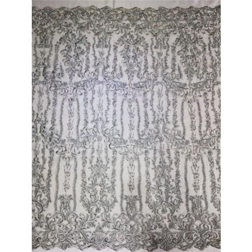 African Lace Fabric wtih beaed J-5186810 High Quality Embroidery French Tulle Lace Fabric Nigerian Lace Fabric For Wedding Party