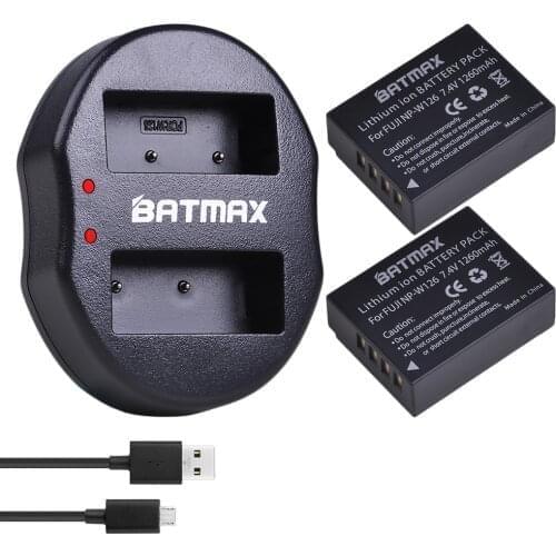 Batmax NP-W126 NP W126 Battery+USB Dual Charger for Fujifilm FinePix HS30EXR HS33EXR X-Pro1 X-E1 X-E2 X-M1 X-A1 X-A2 X-T1 X-T1