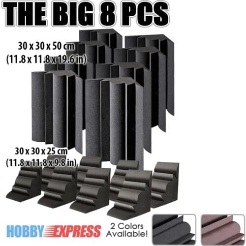 Arrowzoom 8 pcs Bass Trap Sound Absorption Soundproof Studio Foam Acoustic Panel 11.8*11.8*9.8" / 11.8*11.8*19.6" KK1036